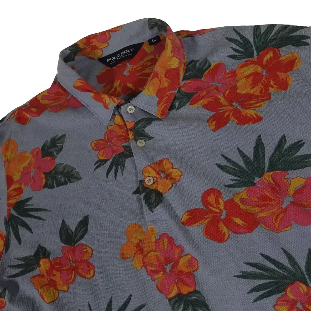 Ralph Lauren Vintage Floral Hawaiian Pima Cotton Golf Polo Shirt Men's XL